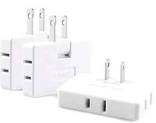 3 Pack AC Flat Wall Outlet Extender Plug Adapter Outlet, Fold-Able 3 Way Wa