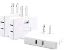 3 Pack AC Flat Wall Outlet Extender  Plug Adapter Outlet, Fold-Able 3 Way Wa