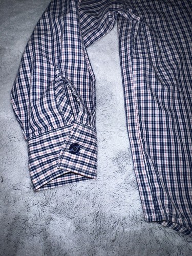 Nautica Kids Boys Blue and Pink Plaid Long Sleeve Button Up Dress Shirt Size 6 - Picture 7 of 9