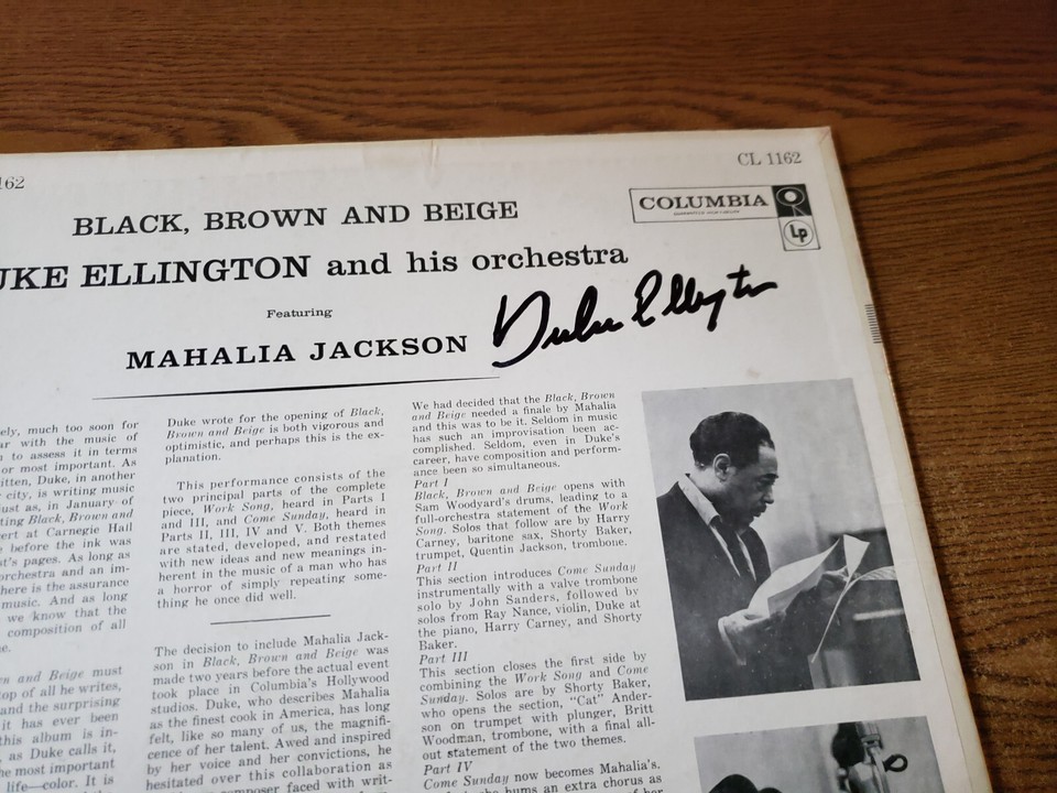 AUTOGRAPHED 1958 NR. MINT UNOPENED LP DUKE ELLINGTON Black, Brown