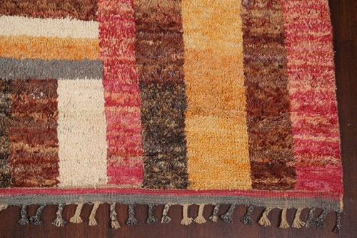 Abstract Moroccan Oriental Area Rug Hand-knotted Wool 9x13 ft Dining Room Carpet - Picture 6 of 12