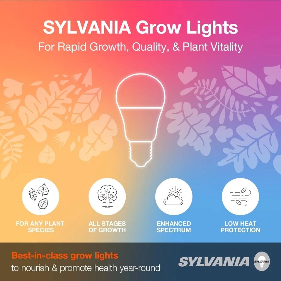 6 Pack-SYLVANIA Full Cycle 17W LED Grow Light Bulb, A21, 25 Micromoles/s-New - Image 2 of 4