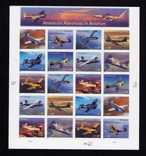3916-3925 American Advances in Aviation Sheet of 20 37¢ Stamps MNH