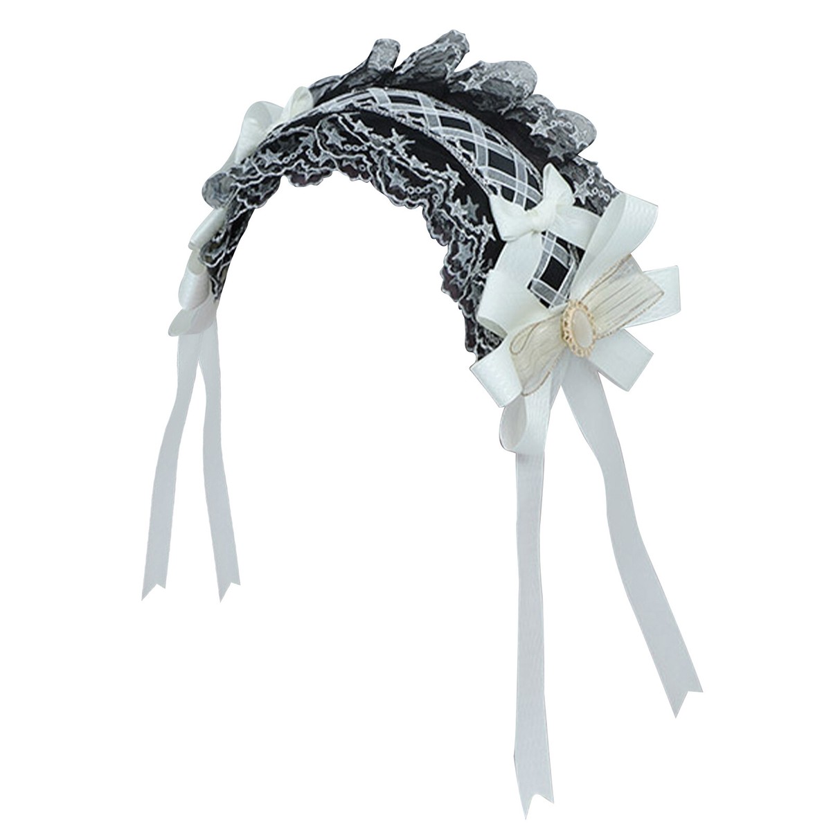 Y2K Bebe Boho Drapey Ribbon Feather Beaded Chain Drop Headbands Black & White Shop 1920s Headpieces - Rhinestone Chain Headband | BABEYOND main image 4