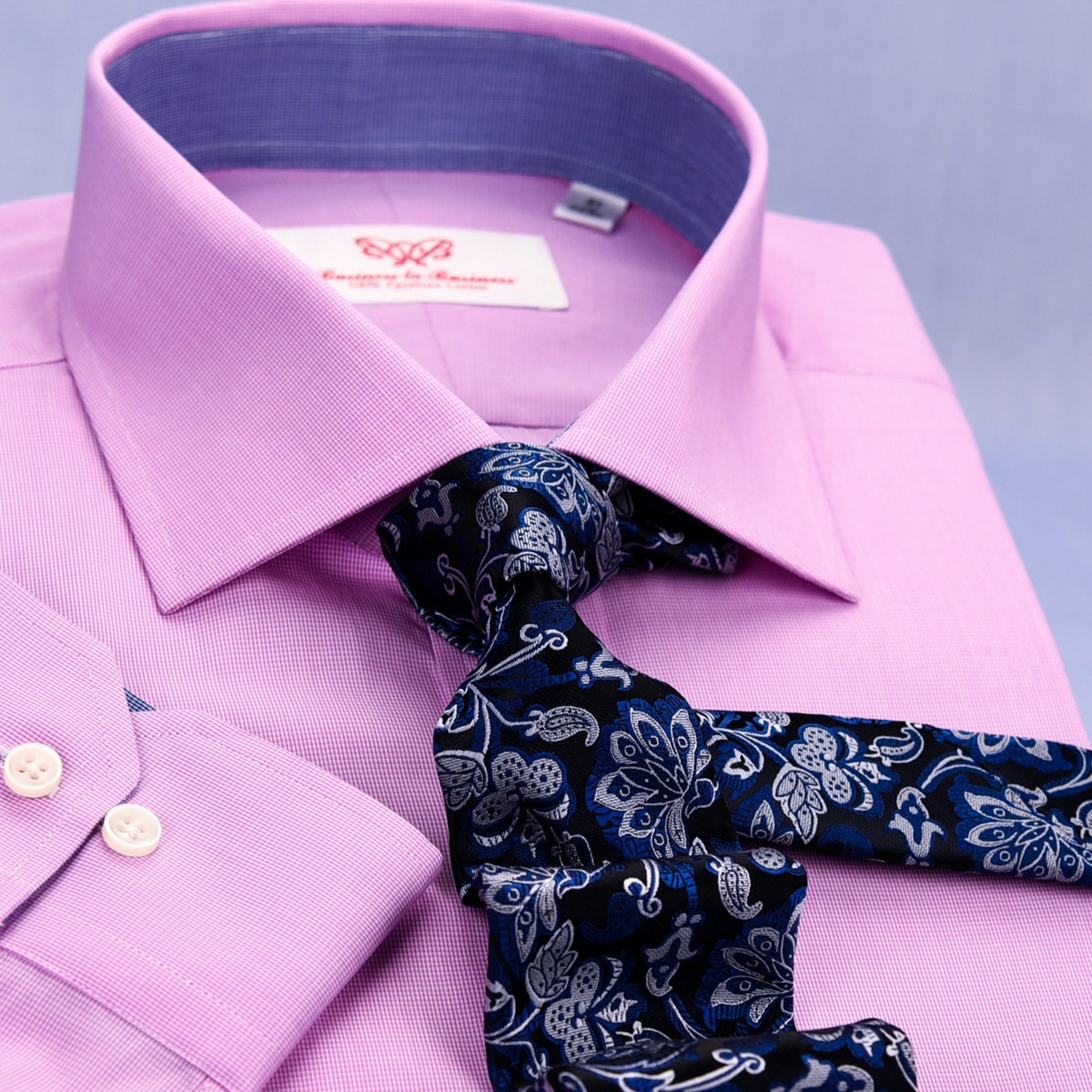 blue and pink mens dress shirt Men's Harbor Blue and Pink Plaid Shirt – Comfort Cut main image 1
