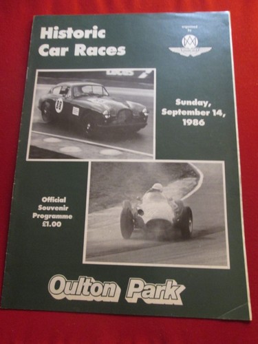 Aston Martin Historic Car Races Oulton Park September 1986 Programme.