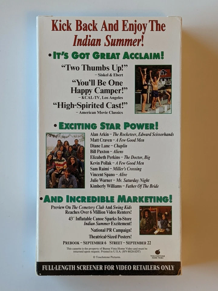 Indian Summer (VHS 1993) VINTAGE RARE PREVIEW SCREENER **TESTED** 🔥🔥 - Image 2 of 4