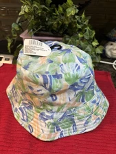 Juncture Hat Bucket Cap Sun Summer Beach Floral Pattern One Size New Blue Green