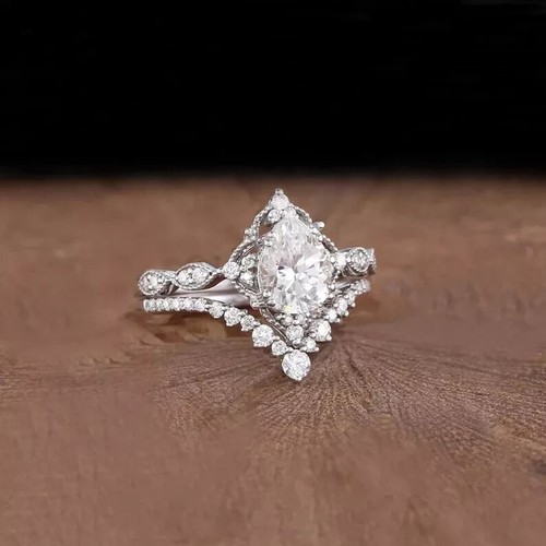 2.50 CT Princess Cut Moissanite Bridal Set – Solid 14k White Gold Engagement Ring (Sizes 6-8)