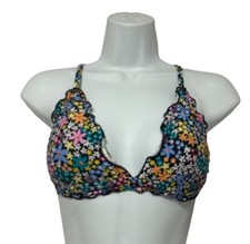 Hobie Girl's Black Flower Fields Ruffled Bikini Swim Sz S
