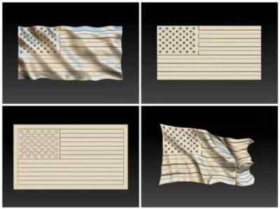 14 svg files cutting vectors Design 3D png models for CNC - 14 Set USA Flags