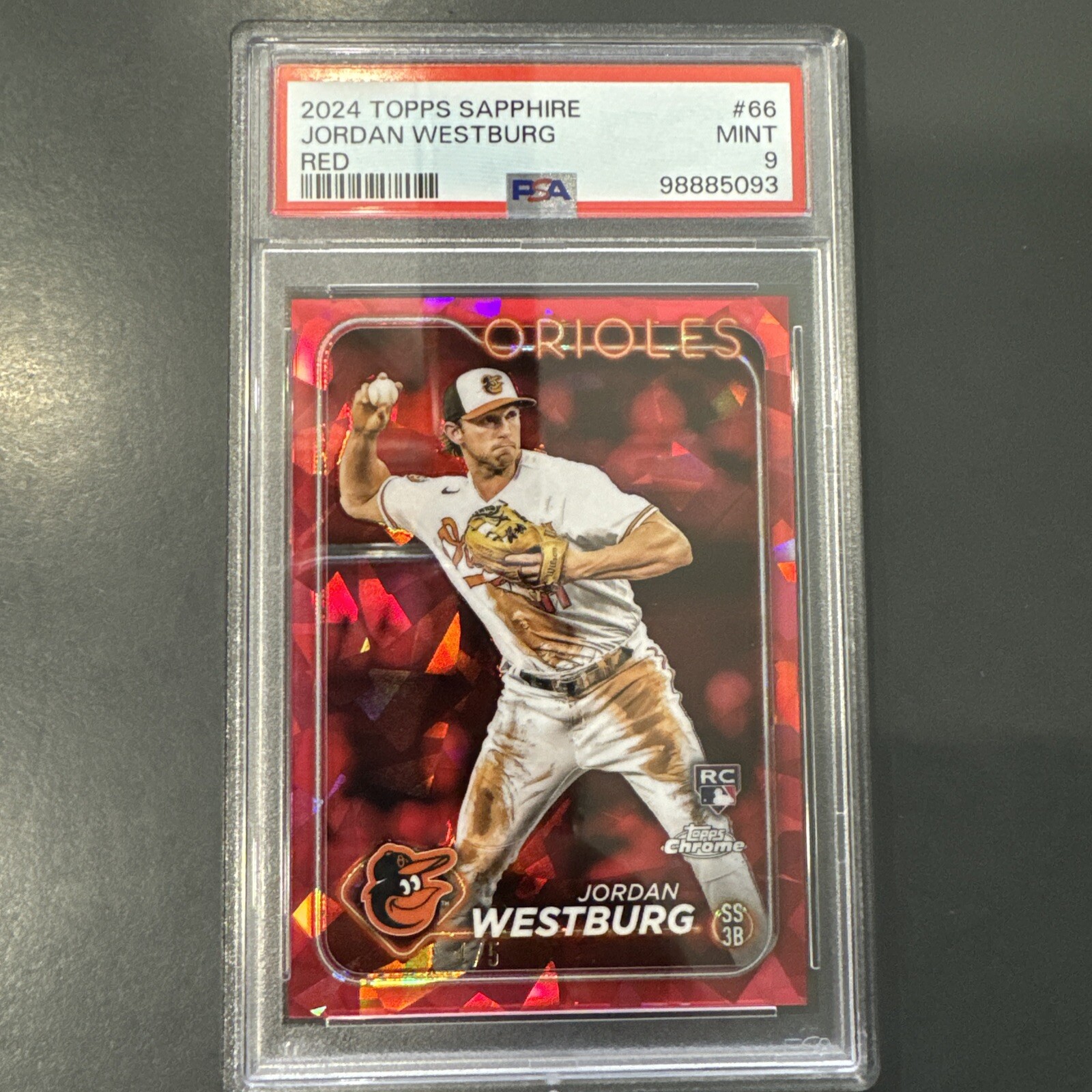 Jordan Westburg RC 2024 Topps Chrome Sapphire #66 Red /5 PSA 9 Baltimore Orioles