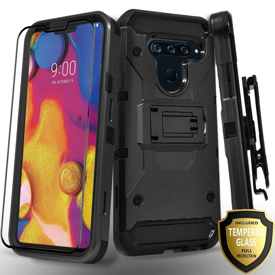 For LG K51 Phone Case Shockproof Cover Belt Clip +Tempered Glass Protector - Image 3 of 4