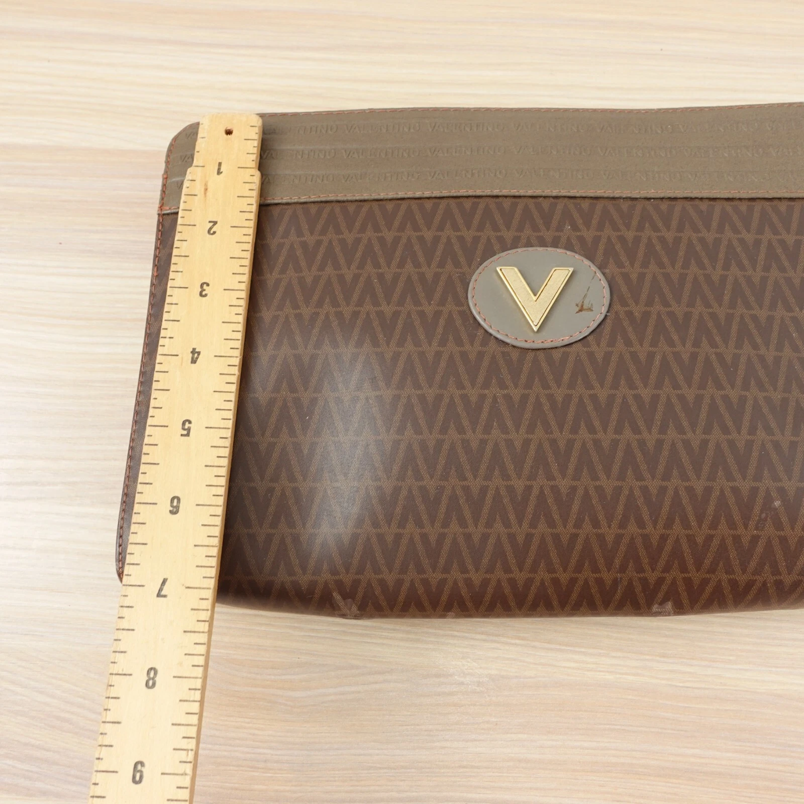 Pochette vintage Valentino monogramma piccola borsa pelle marrone PVC MARIO ITALIA