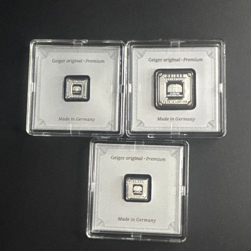 Geiger Edelmetalle Security Line  .999 Fine Silver Bar - Lot of 3 in Assay