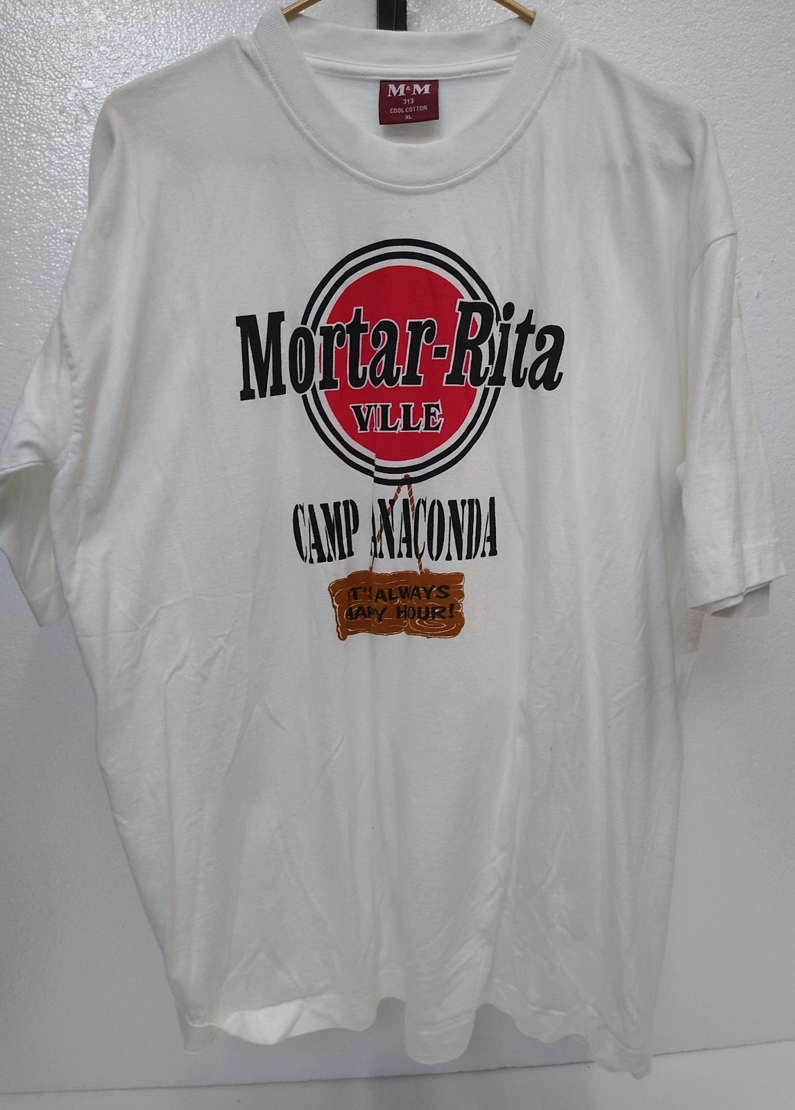 M & M 313 Cool Cotton SZXL White Short Sleeve "MORTAR-RITA VILLE" CAMP ANACONDA