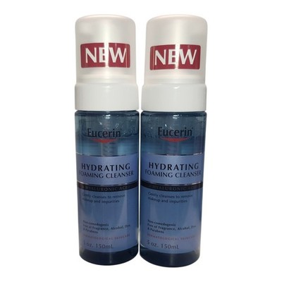 2 ~Eucerin Hydrating Foaming Daily Facial Cleanser with Hyaluronic Acid, 5 Fl Oz