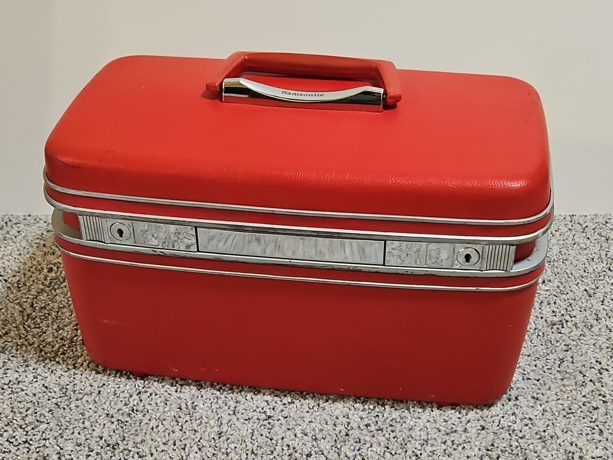 Vintage Samsonite Silhouette RED '50s Makeup Train Case w/KEY