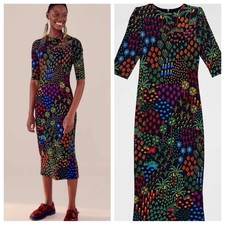 NWT Farm Rio Fruit Garden Midi Dress Colorful Tropical Print Jersey M
