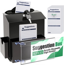 Suggestion Box with Slot and Lock, Metal Donation Box with Magnetic Acrylic Sign
