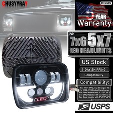 FOR Chevy Express cargo Van 1500 2500 3500 Pair 7x6 5x7LED Headlights Hi/Lo DRL