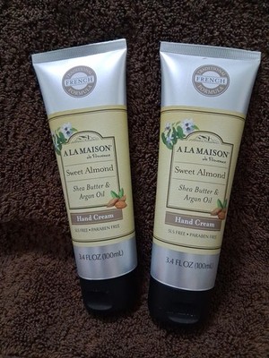 (2) PACK A La Maison Sweet Almond HAND CREAM Shea Butter & Argan Oil 3.4 oz each