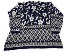 VTG 80s 90s Boho METALLIC Blue Ugly Christmas Party Sweater Lurex Holiday Time L