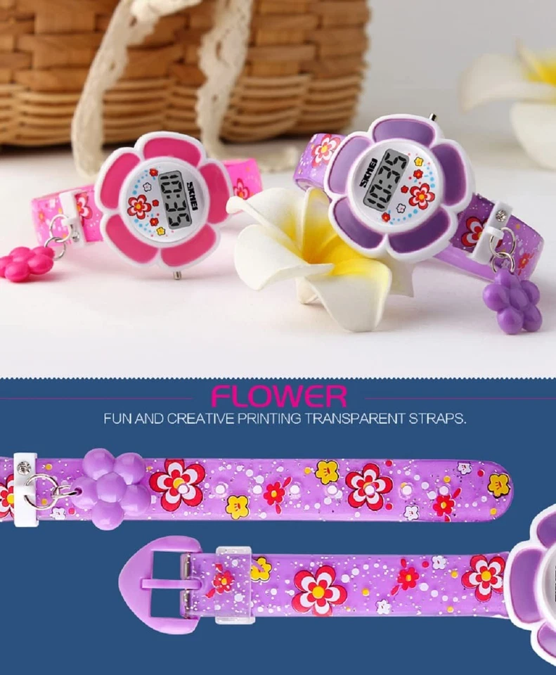 Reloj para niños niña con forma de flor reloj digital novedad dibujos animados 1144 (rosa1) Foto 4 de 4