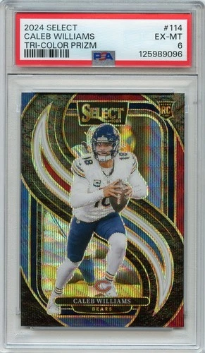 2024 Panini Select Caleb Williams TRI-COLOR Prizm Rookie RC #'D 186/249 PSA 6