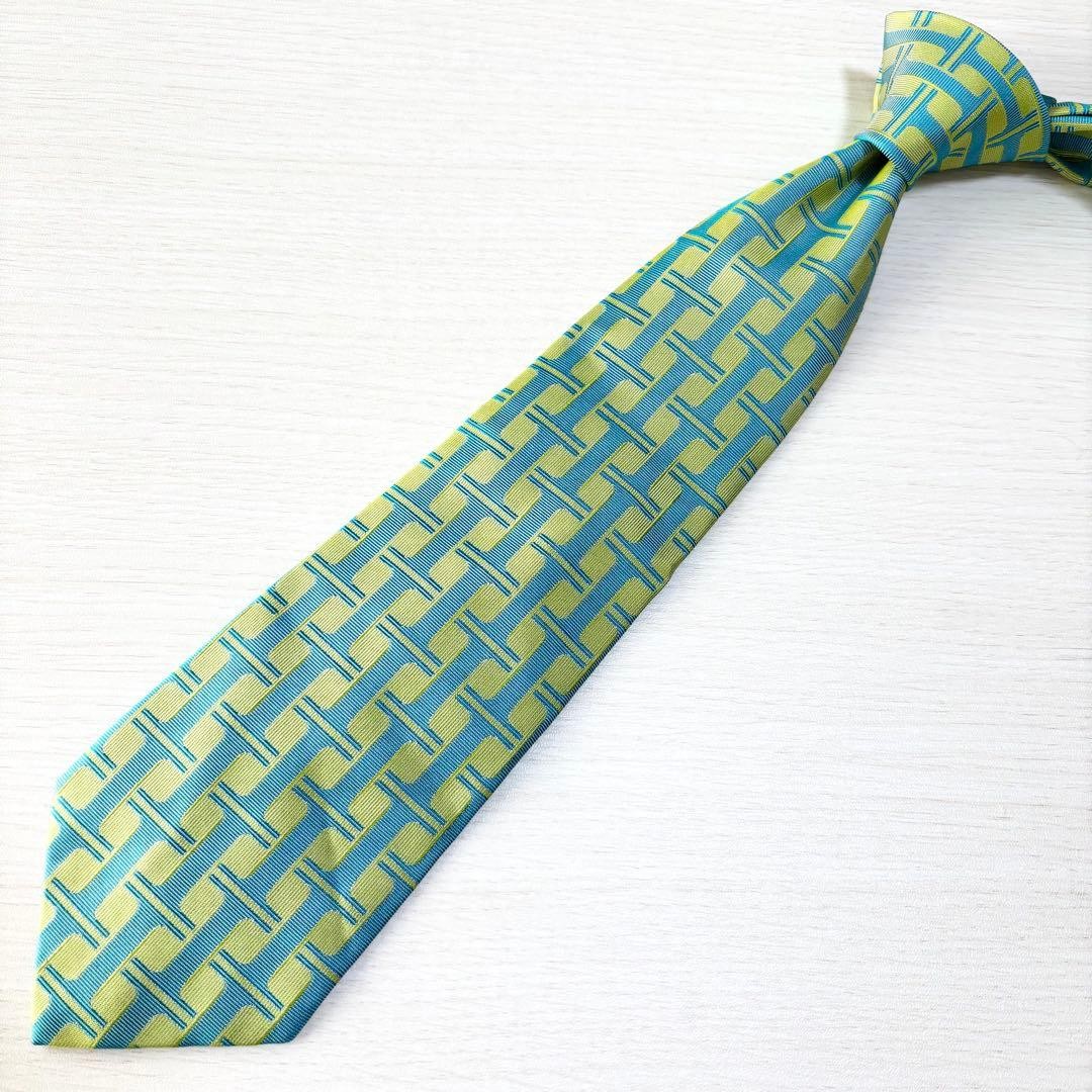 HERMES H pattern superb condition geometric tie m… - image 2