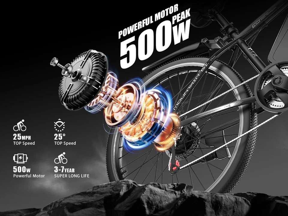 Электрический горный велосипед Ebike 1000 Вт пиковый мотор велосипед 40 миль 30 миль/ч 36 В пригородный - Изображение 4 из 4