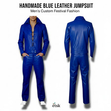 Elvis Presley 1968 Comeback Special Soft Skin BlueLeather Suit Tribute Artist