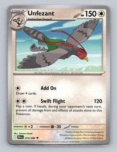 Unfezant 073/086 Uncommon Black Bolt BLK Pokemon Scarlet & Violet TCG