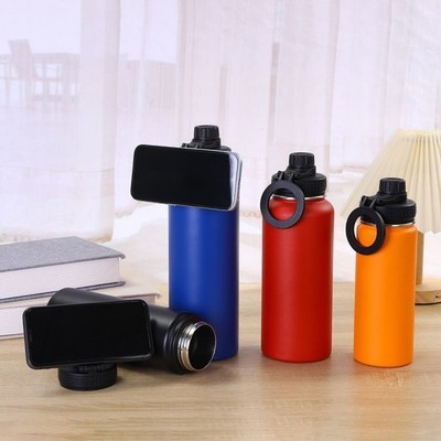 24oz Stainless Steel Insulated Water Bottle   Magnetic Phone Stand Tripod Thermo