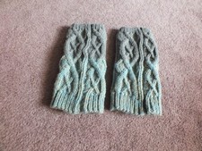 Beautiful Boot Cuffs Leg Warmers Gray Teal Beige 9" NICE