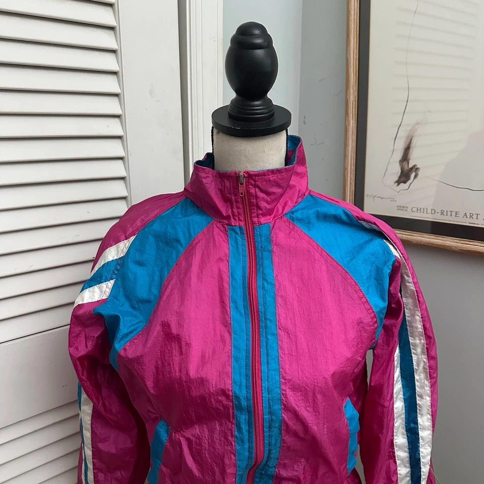 Винтажная женская ветровка ASPEN средний размер розовый нейлон ретро 80-е опрятная спортивная  - Изображение 3 из 4