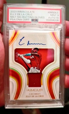 ELLY DE LA CRUZ 2023 PANINI IMMACULATE RC AUTOGRAPHED GAME GLOVE  8/10 PSA  10 