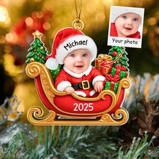 Custom Baby Photo Christmas Ornament: Baby's First Christmas Keepsake