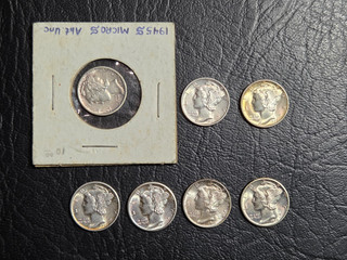 Beautiful Lot of Seven BU/UNC Mercury Dimes from an Estate