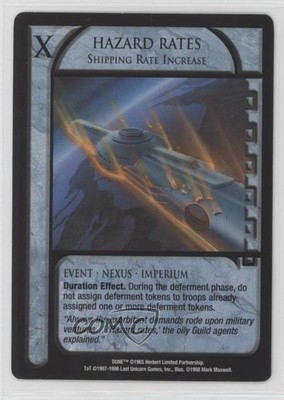 1998 Dune CCG: Thunder at Twilight Hazard Rates Shipping Rate Increase
