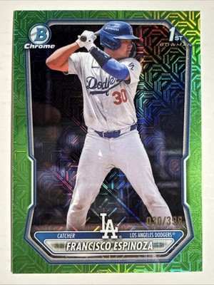 2026 Bowman FRANCISCO ESPINOZA ***JERSEY MATCH*** Green Mojo 1st 30/399 Dodgers