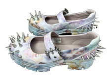 UGG Women's Leather Mary Jane Flats Tie-Dye Studded Spikes Buckle US 9