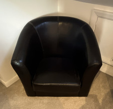 Brown Solid Tub Chair With Arms Padded Seat Indoor Living Room 75x80x75