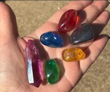 Set of 6 Angel Aura Quartz Tumbles