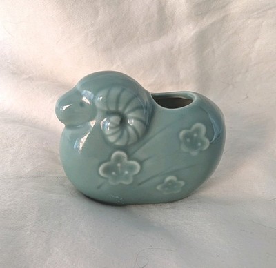 Japanese Good Luck Ram Oriental Zodiac Ceramic Toothpick Holder 2x3