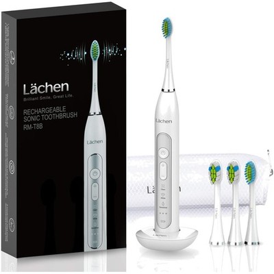 Sonic Zahnbürste, 4 Aufsteckbürsten, 9 Modi, Timer, USB-Ladung, Weiß