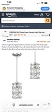 2 Pack 1 Light Hanging Kitchen Island 5" Crystal Pendant Light Modern Pendant...