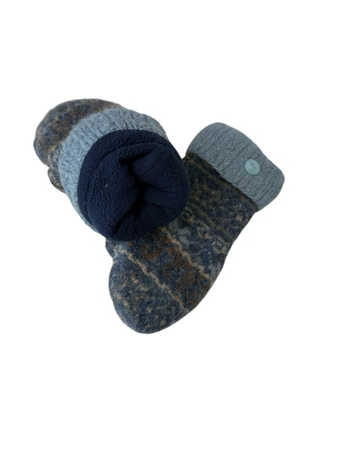 Рукавицы ручной работы переработанные свитера переработанная шерсть или смесь флисовая подкладка OSFM - Изображение 3 из 4