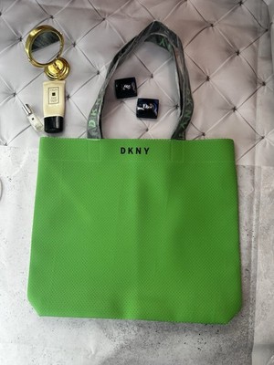 DKNY Bright Green Perforated Neoprene Tote Bag Large Shoulder Bag NWT.