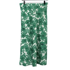 NWT J Crew Small Pull On Midi Skirt Green  White Greenhouse Floral Colorful